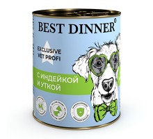 Best Dinner Exclusive Vet Profi Hypoallergenic С индейкой и уткой для собак кс 340г