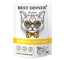 Best Dinner Курочка с морковью мусс сливочный для кошек пауч 85г