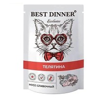 Best Dinner Телятина мусс сливочный для кошек пауч 85г