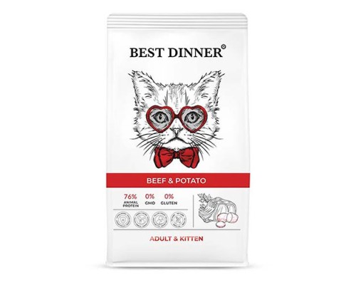 Best Dinner Adult&Kitten Говядина/Картофель, 1,5кг