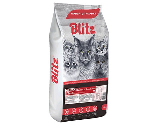 Blitz Classic Курица/рис сухой корм для взрослых кошек, 400г