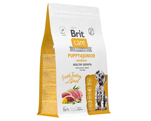 Brit Care Dog Puppy&Junior M, для щенков средних пород Индейка и утка 3кг