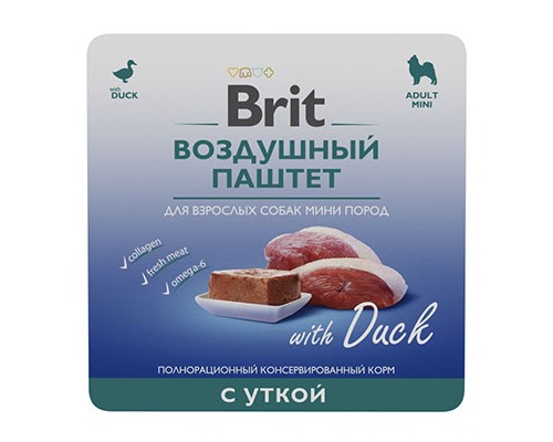 Brit Premium Воздушный паштет с уткой для взрослых собак мини пород 100г