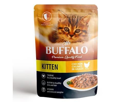 Купить Mr. Buffalo для котят KITTEN Нежный цыпленок в соусе, пауч 85г