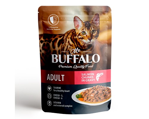 Купить Mr. Buffalo для кошек ADULT HAIR&SKIN Лосось в соусе, пауч 85г 