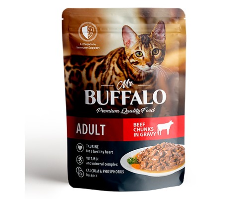 Купить Mr. Buffalo для кошек ADULT Говядина в соусе, пауч 85г