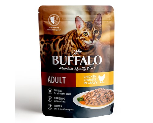 Купить Mr. Buffalo для кошек ADULT Цыпленок в соусе, пауч 85г