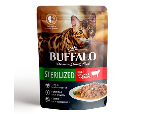 Купить Mr. Buffalo для кошек STERILIZED Говядина в соусе, пауч 85г