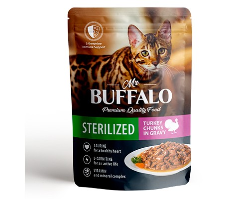 Купить Mr. Buffalo для кошек STERILIZED Индейка в соусе, пауч 85г