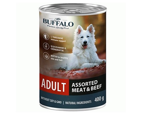 Mr.Buffalo консервы для собак Мясное ассорти с говядиной, 400г