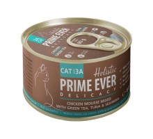 Prime Ever 3A Delicacy Мусс цыпленок с тунцом с зеленым чаем и водорослями для кошек, 80г