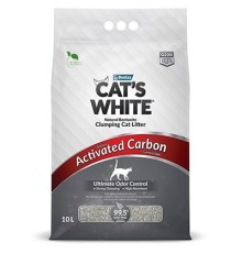 Cat's White Activated Carbon Наполнитель Комкующийся с активированным углем, 10л