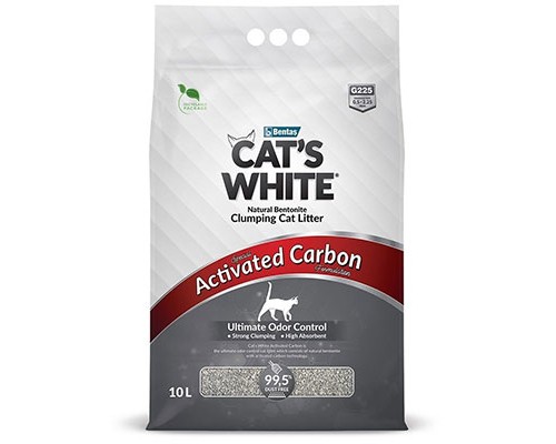 Cat's White Activated Carbon Наполнитель Комкующийся с активированным углем, 10л