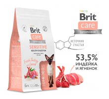 Brit Care Superpremium Cat Sensitive с индейкой и ягненком, Чувствительное пищеварение 400г