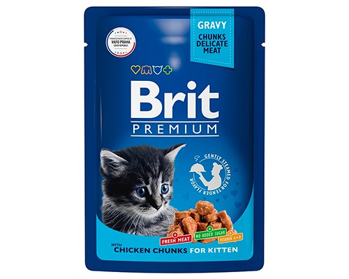 Brit Premium пауч для котят Кусочки в соусе Цыпленок, 85г