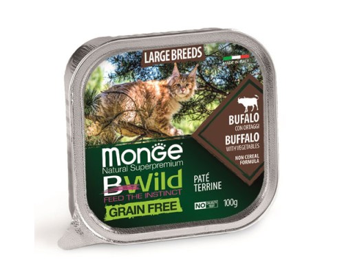 Monge Cat BWild GRAIN FREE д/к крупных пород буйвол с овощами кс, 100г