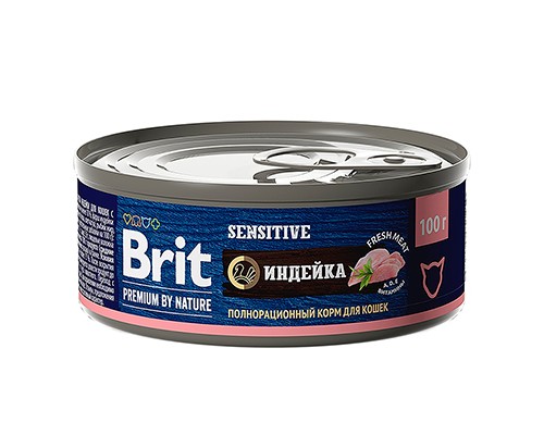 Brit Premium by Nature с мясом индейки д/к с чувств. пищ. кс 100г