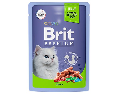 Brit Premium пауч для кошек Кусочки в желе Ягненок, 85г
