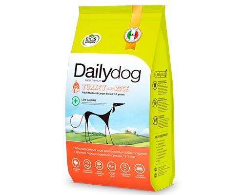 Dailydog Adult Medium&Large Breed LOW CALORIE Turkey and rice, 3кг