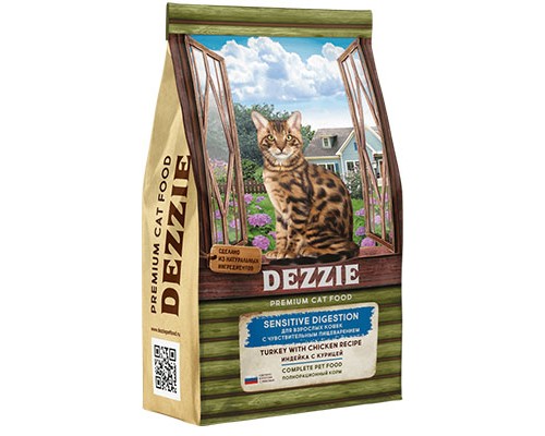Dezzie Sensitive Digestion для кошек Индейка с курицей, 400г
