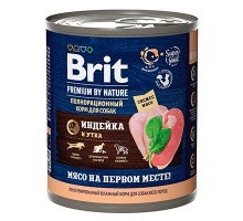 Brit Premium By Nature д/собак индейка и утка, кс 850г