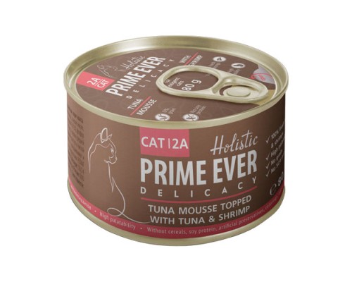 Prime Ever 2A Delicacy Мусс тунец с креветками для кошек, 80г