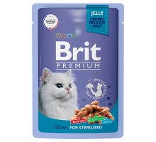 Brit Premium пауч для стерил. кошек Кусочки в желе Перепелка, 85г
