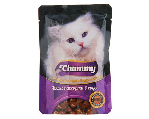 Chammy для кошек в соусе Мясное ассорти, 85 гр