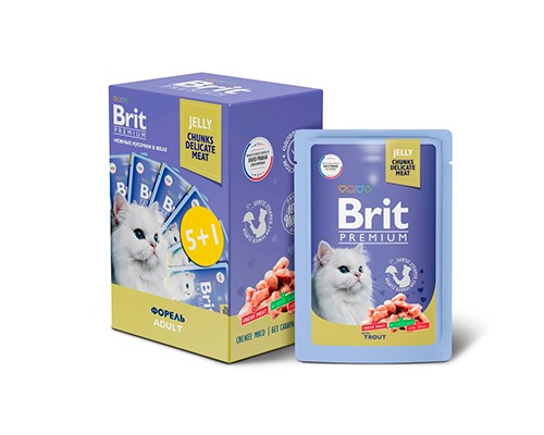 Brit Premium паучи 5+1 Промо-Набор для кошек в желе Форель, 85г