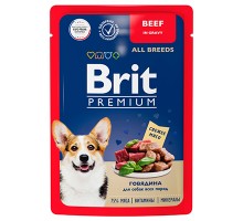 Brit Premium Premium д/собак с говядиной в соусе, пауч 85г