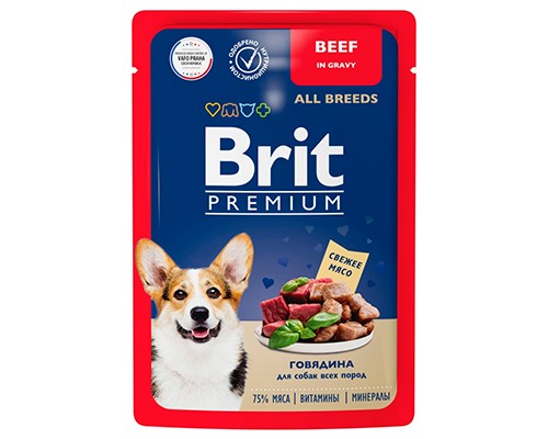 Brit Premium Premium д/собак с говядиной в соусе, пауч 85г