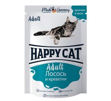 Happy Cat лосось и креветки в соусе, 100гр