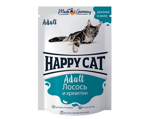 Happy Cat лосось и креветки в соусе, 100гр