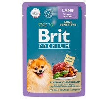 Brit Premium Premium д/с.м.п. с чувст. пищ. ягненок с морковью в соусе, пауч 85г