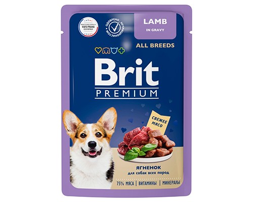 Brit Premium Premium д/собак с ягненком в соусе, пауч 85г