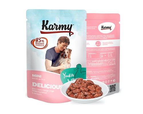Купить KARMY Delicious Утка в соусе для собак пауч 80г