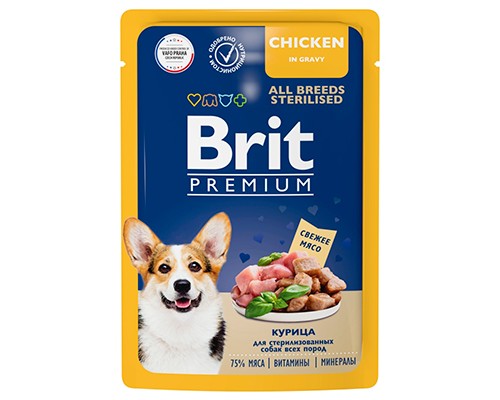 Brit Premium Premium д/с.м.п. стерил. с курицей в соусе, пауч 85г