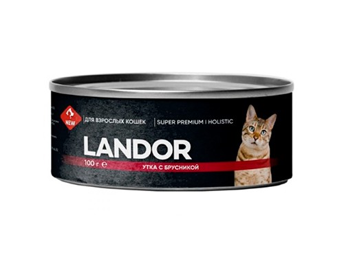 LANDOR влажный корм для взрослых кошек утка с брусникой, 100г