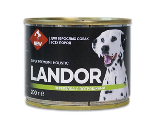 LANDOR влажный корм для собак всех пород перепелка с потрошками, 200г