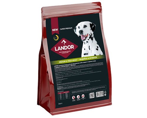 Купить Landor MEDIUM & MAXI ADULT DOG Индейка и ягненок 3кг