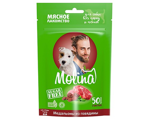 Купить Molina Лакомство для собак всех пород и щенков Медальоны из говядины 50гр