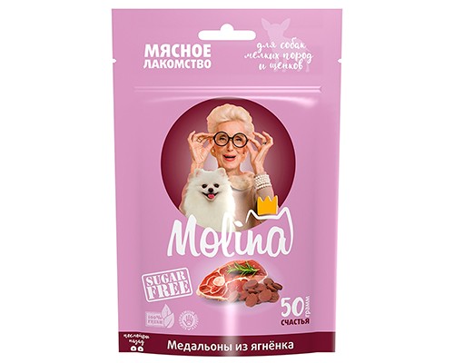 Купить Molina Лакомство для собак мелких пород и щенков Медальоны из ягненка 50гр