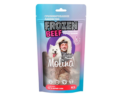 Molina Лакомство Frozen Beef с бычьим стейком для собак всех пород и щенков 55гр