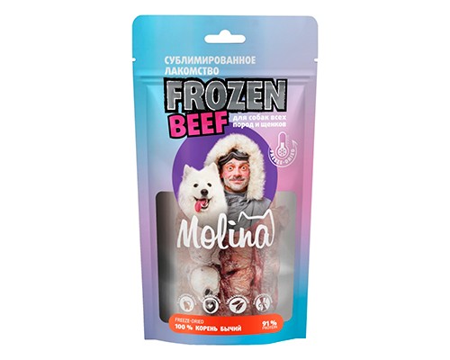 Molina Лакомство Frozen Beef с бычьим корнем для собак всех пород и щенков 65гр