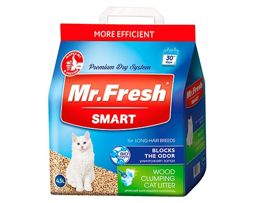 Mr.Fresh Smart Наполнитель для длинношерстных кошек 9л