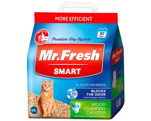 Mr.Fresh Smart Наполнитель для короткошерстных кошек 4,5л