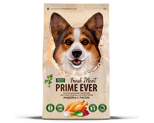 Prime Ever Fresh Meat Adult Dog Medium&Maxi Индейка с рисом 12кг