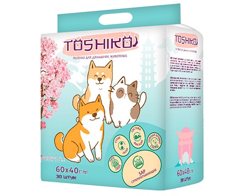 Toshiko пеленки впитывающие одноразовые с ароматом сакуры, 60х40/30шт