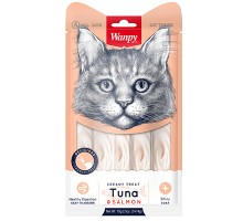 Wanpy Cat Лакомство для кошек нежное пюре из тунца и лосося 70г