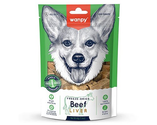 Wanpy Dog Сублимированное лакомство для собак Говяжья печень, 40г